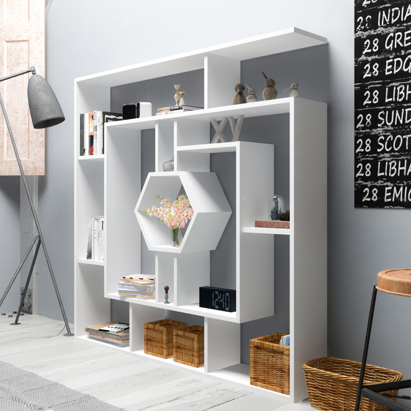 134cm H x 134cm W Geometric Bookcase, White
