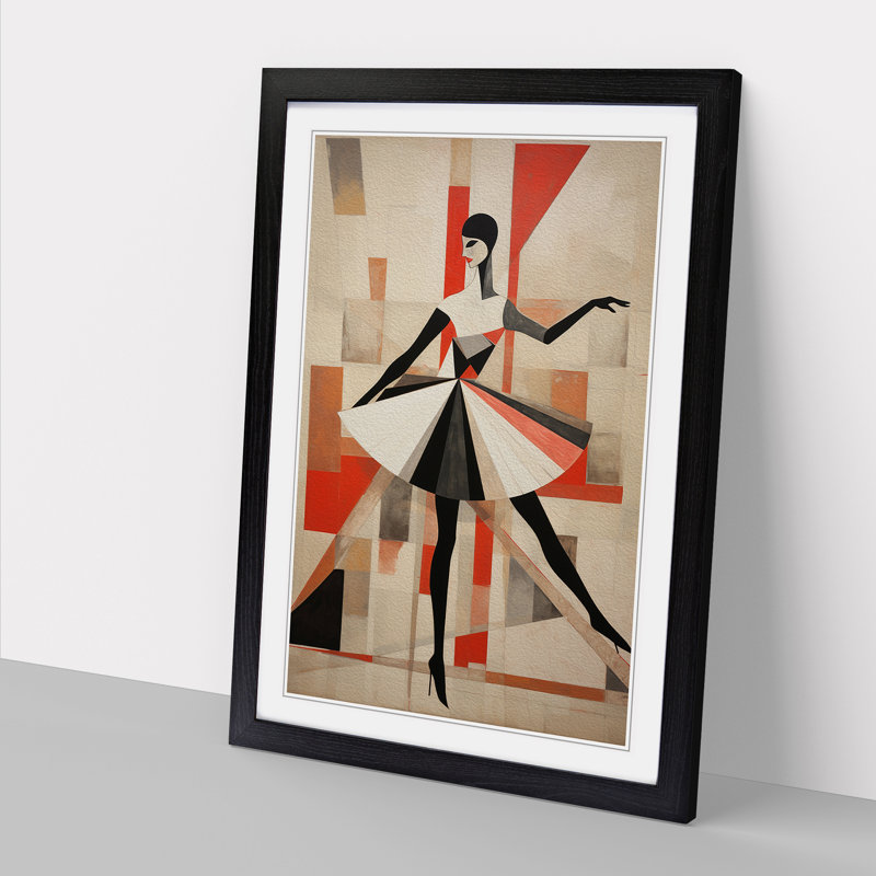 Ballet Dancer Constructivism No.3 - Single Picture Frame Print on Wood, 46cm H x 34cm W x 2cm D, Black