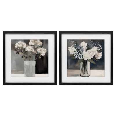 Vase Of Grace Flowers 2pc Framed Print Under Glass Set, design by Mona Grace
