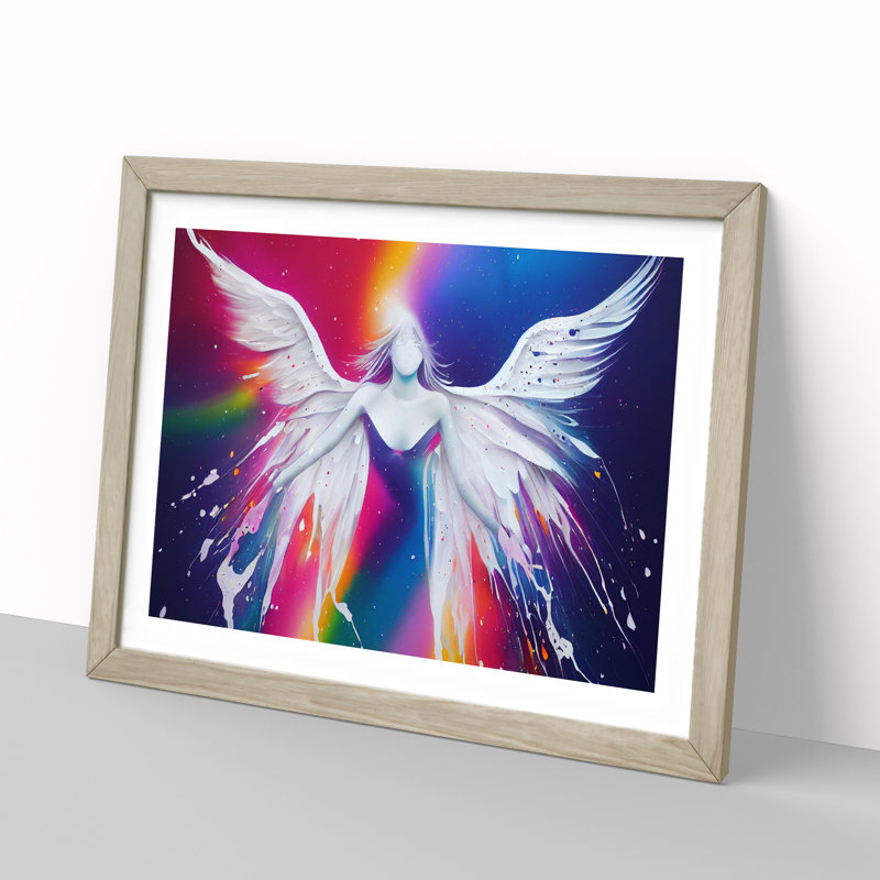 Angel Painted Vol.2 Abstract - Single Picture Frame Print, 46cm H x 64cm W, Grey