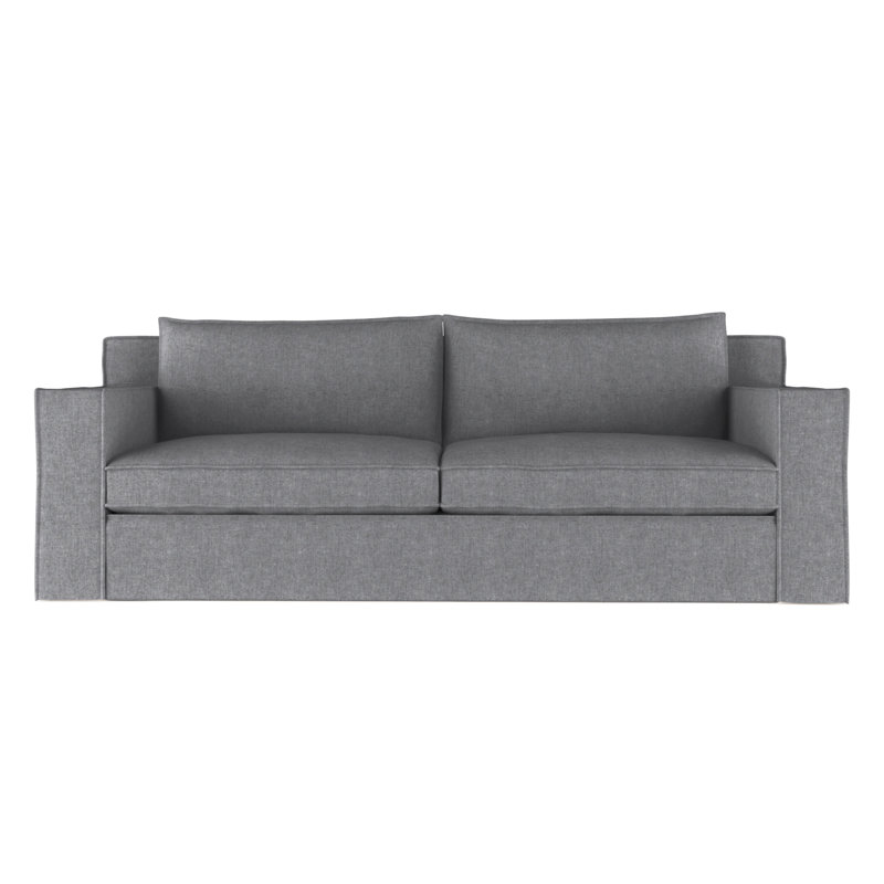 Mulberry Square Track-Arm Sofa with Flange Seam, Box Weave Linen Silver Streak, 33" H x 108" W x 45" D, Weathered