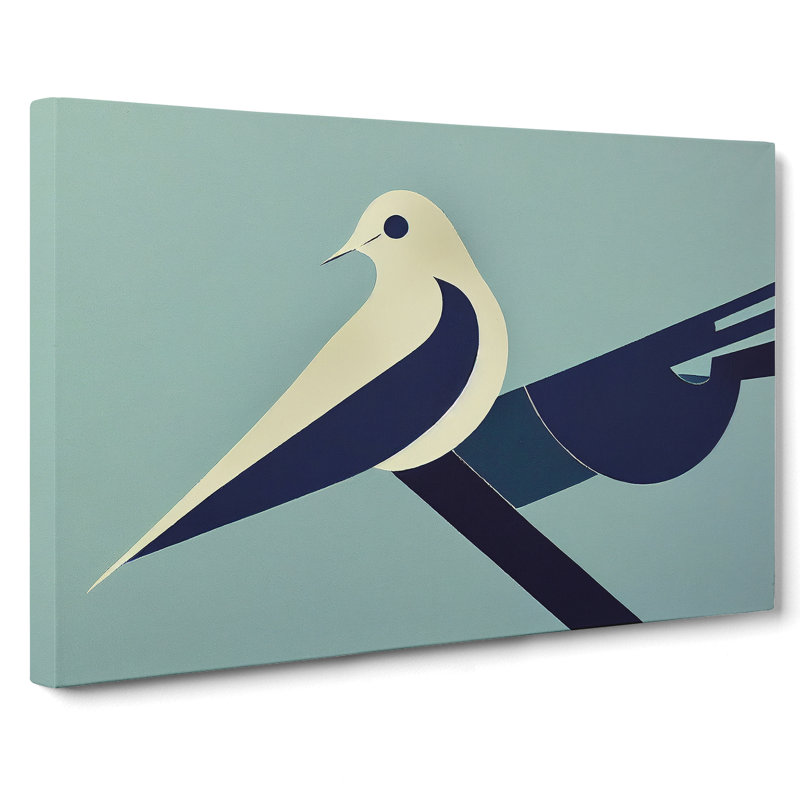 Modern Abstract Dove Bird - Wrapped Canvas, 35cm H x 50cm W x 3cm D