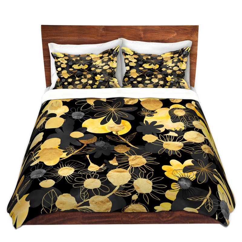 Ensemble de housse de couette night fleuris, 1 housse + 2 taies très grand lit