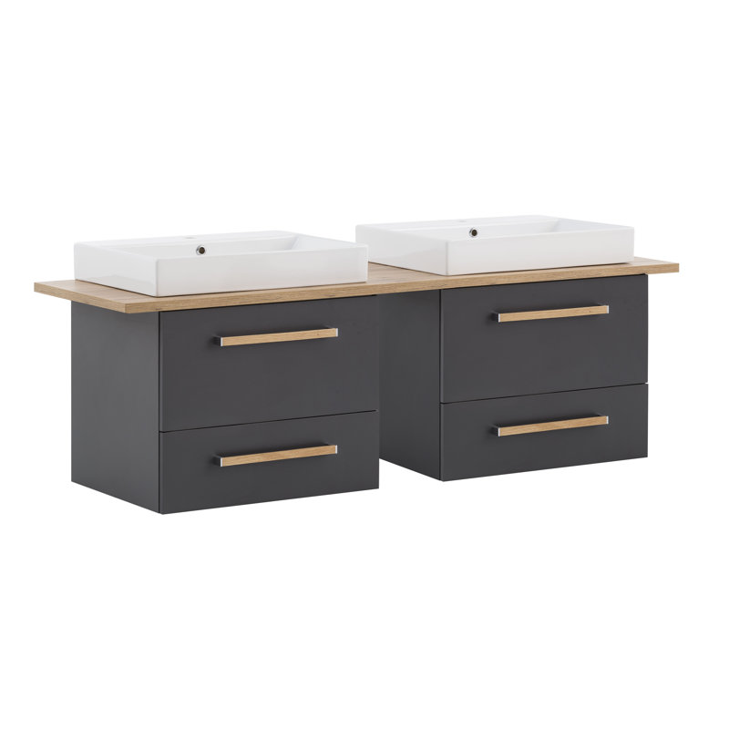 Aazim 165.2mm Bathroom Vanity with Vessel Ceramic Basin, Anthracite