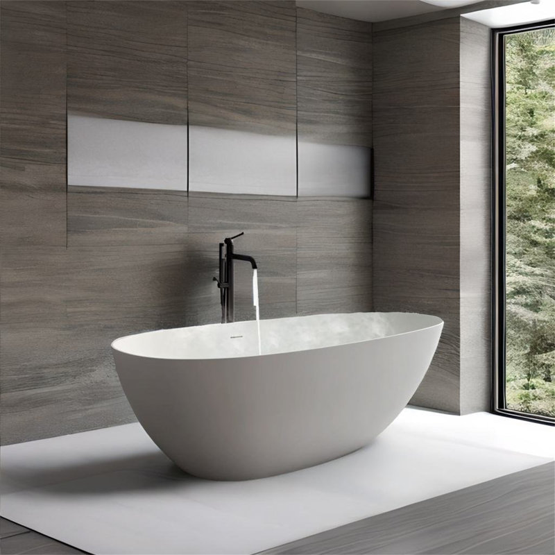 59'' x 30.71'' Freestanding Solid Surface Bathtub