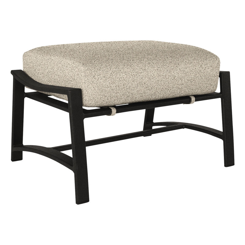 Avana Rectangle Outdoor Ottoman Patio Ottoman, Chinchilla White, Carbon Black