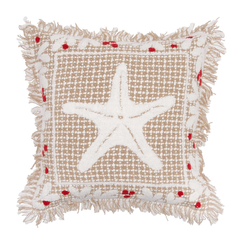 Coussin 12 "x 12" Natural Coast Starfish, Noël beige