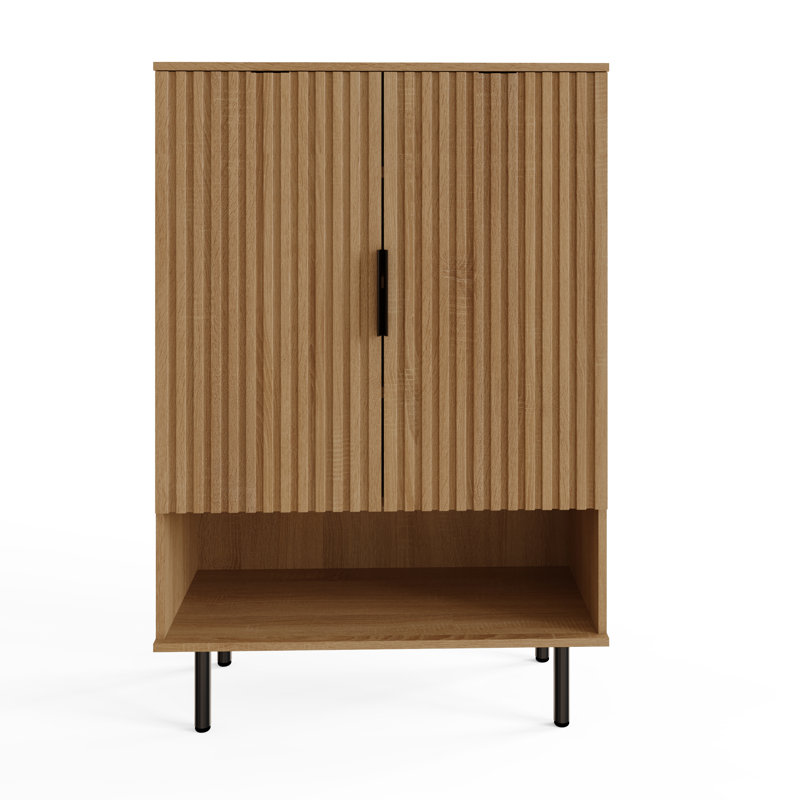 Tarel 15 Pair Shoe Storage Cabinet, Oak/Black