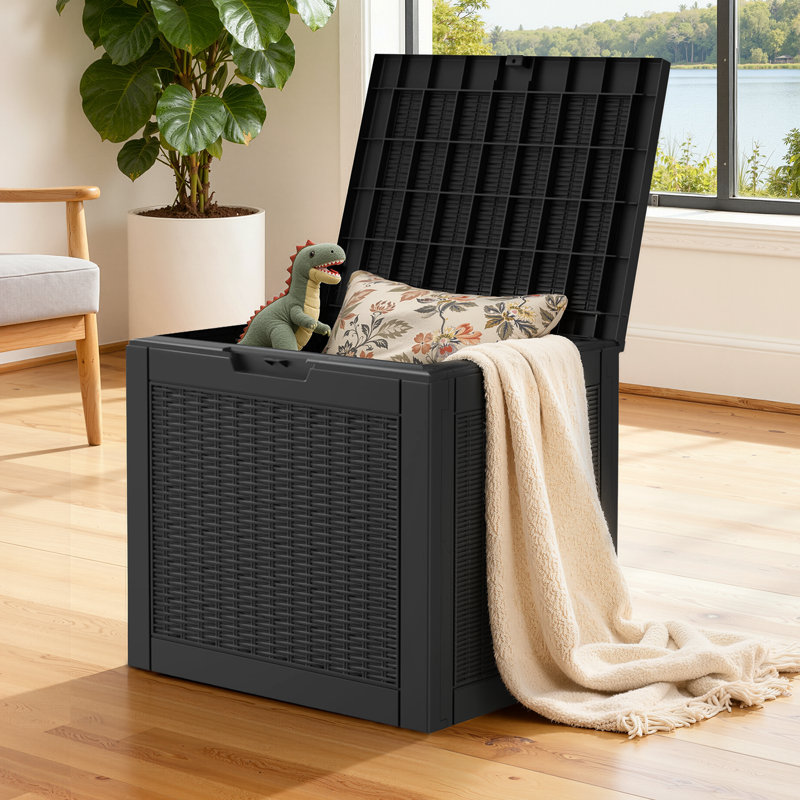 Coffre de terrasse imperméable à texture de rotin: solution de rangement multifonctionnelle pour les espaces intérieurs et extérieurs
