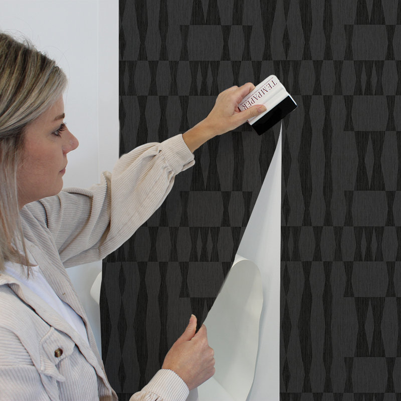 Diyar 16.5' L x 20.5" W Textured Peel and Stick Wallpaper Roll, Carbon