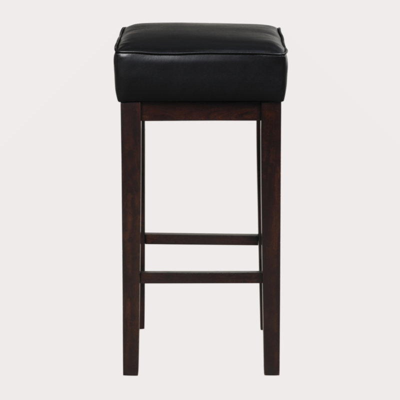 Ensemble de 2 tabourets de bar en similicuir transitionnel gris de 29 po, structure en bois massif au fini gris antique