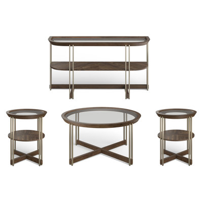 Elkton Round Cocktail Table With 2 End Table And Demilune Sofa Table