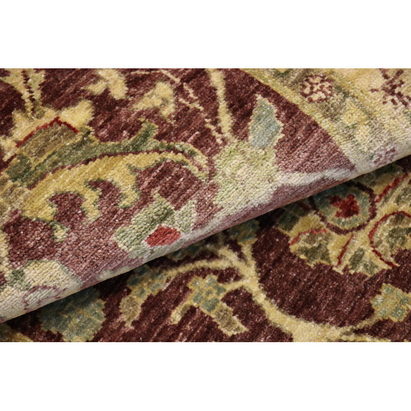 Ferehan Hand-Knotted Plum Wool Area Rug