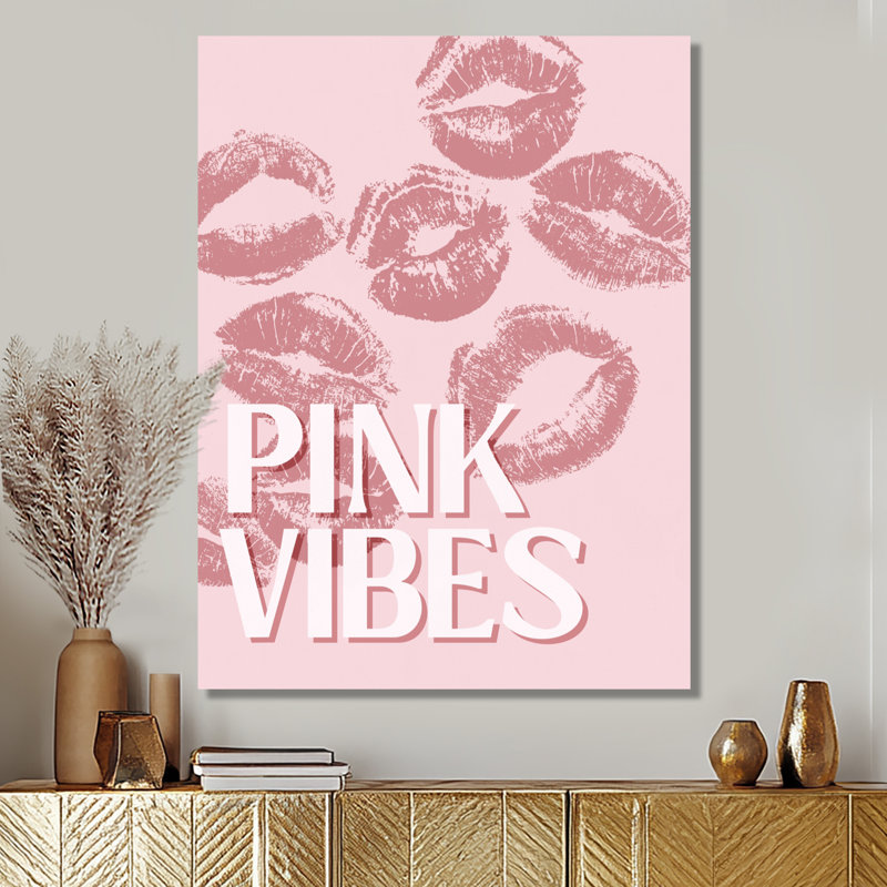 Pink Vibes Kisses - Cowgirls Wall Decor, 20" H x 12" W x 1" D, Wrapped Canvas