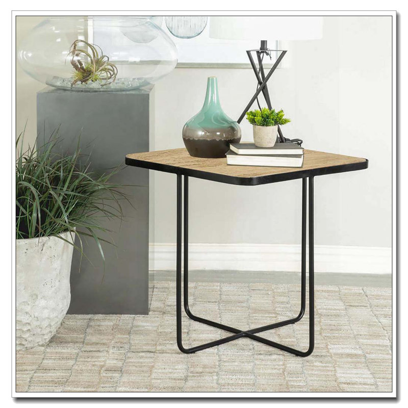 Table d'appoint en travertin et noir