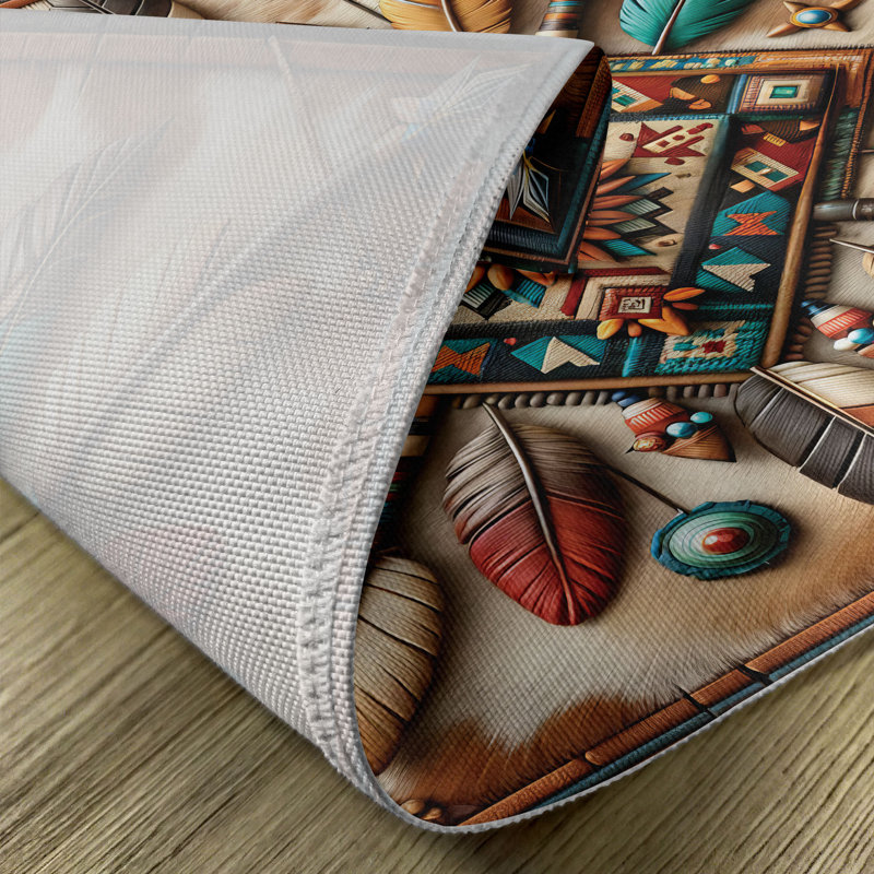 Southwestern Turquoise Cocoa and Redbrown Polyester Rectangle Placemats Set
