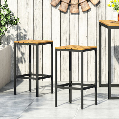 2 tabourets de bar en bois attrayants, finition noire