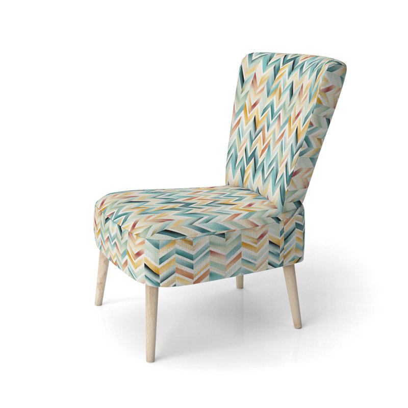 Chaise d'appoint large 27,5 po Roussel, Mélange de polyester beige / bleu / jaune