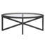 Table basse moderne simple en verre, table basse en verre trempé et base en bois massif-414573064