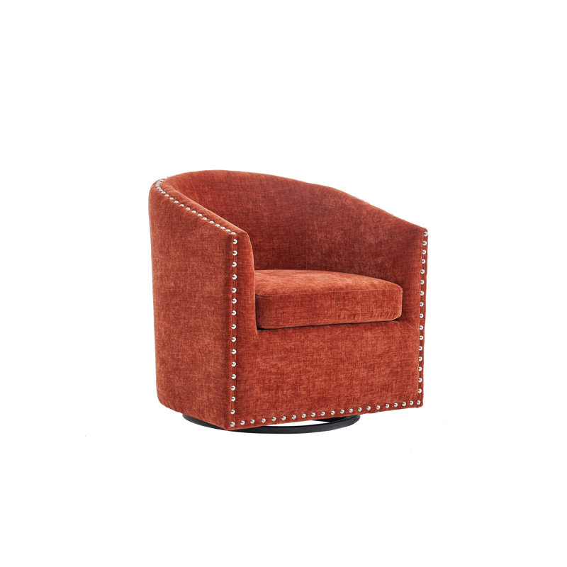 Fauteuil d'appoint pivotant en tissu Wanti, Mélange de polyester rouge