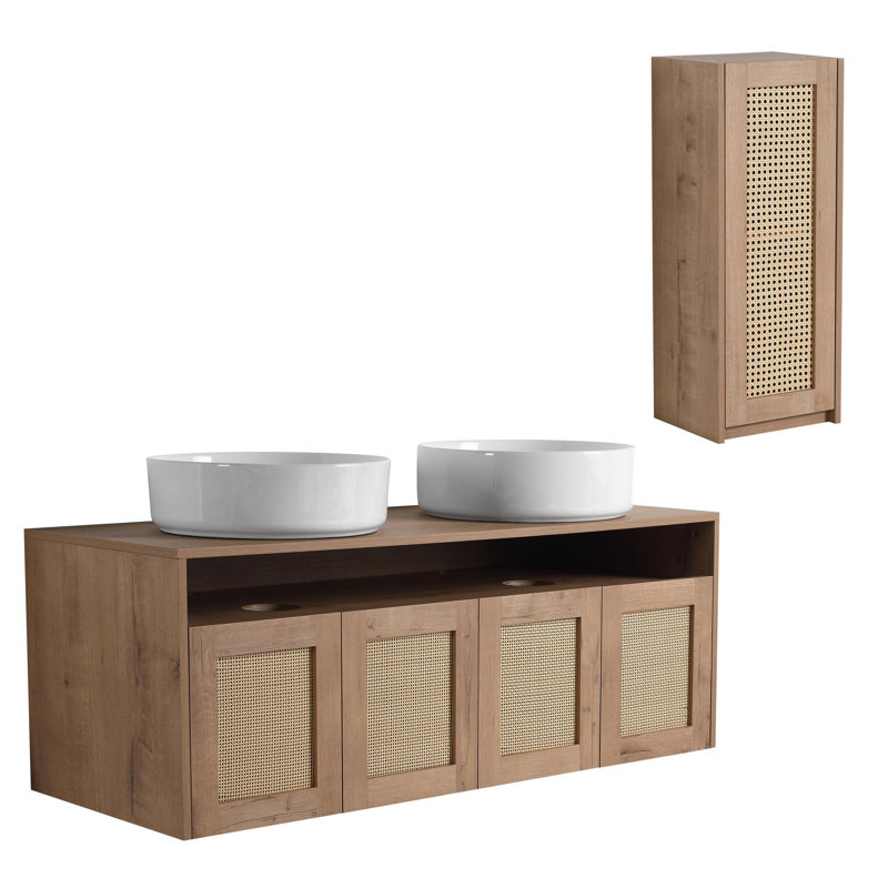 Meuble-lavabo de salle de bain avec lavabo en céramique, 47"