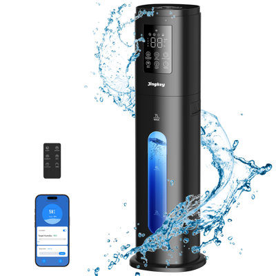 Humidificateur Teendow 7l, humidificateur à vapeur froide 2,5 gallons pour chambre à coucher avec application et télécommande, 4 niveaux de brume, DEL