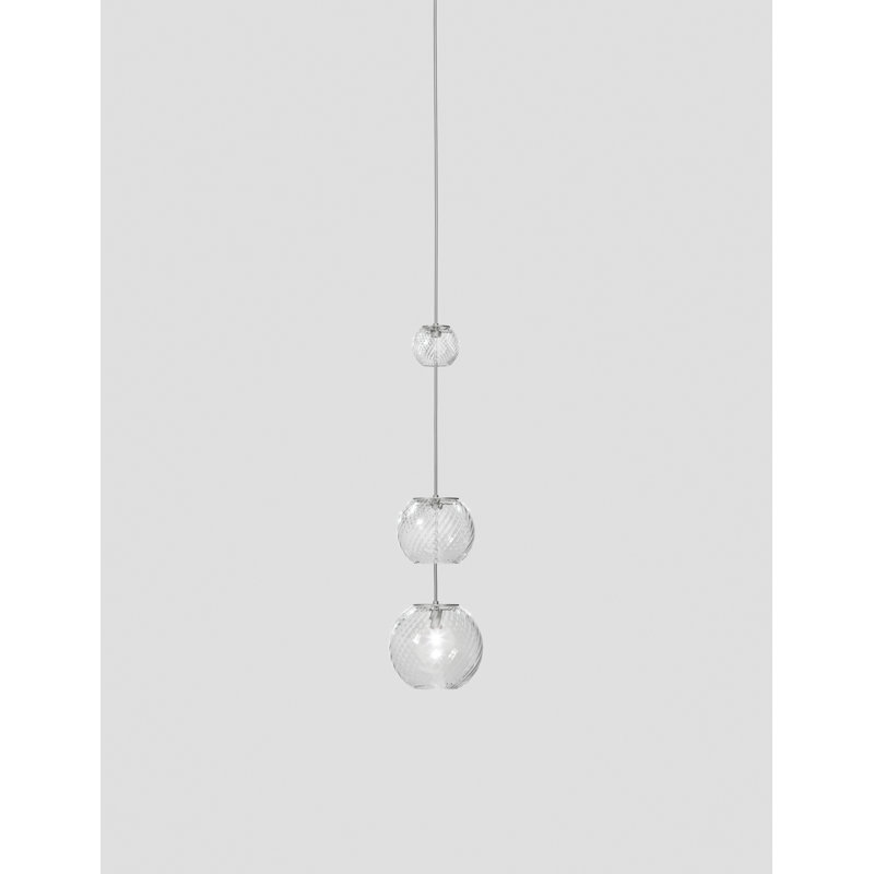 Oto Suspension Peab White Striped Satin Nickel G9 Ul, Crystal