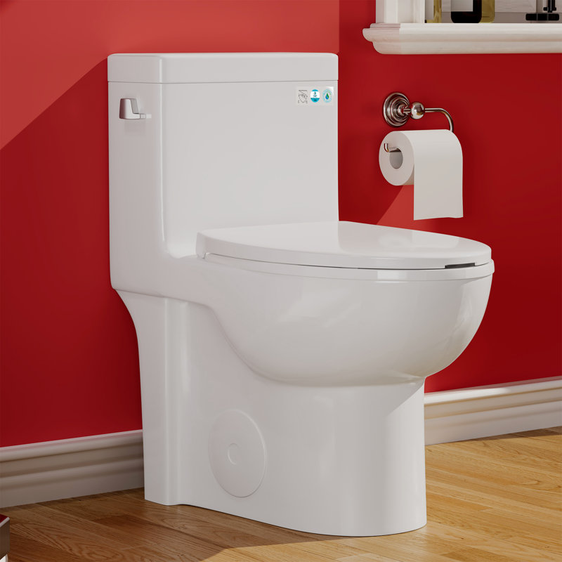 1.28 GPF Tornado Flush One-Piece Elongated Toilet With 17" ADA Comfort Height Seat, Soft-Close Seat, And 1000G MAP Score In Gloss White