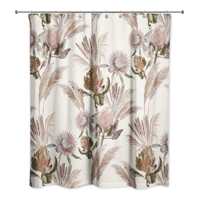 Rideau de douche simple en polyester Mizelle, Crème