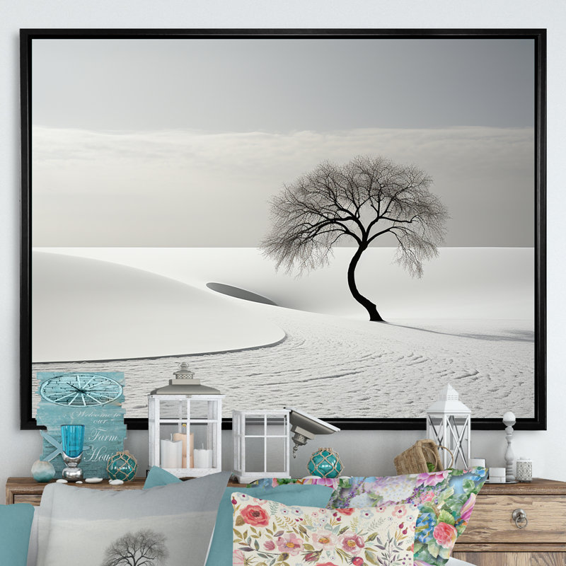Paysage d'hiver photo I sur toile, Cadre flottant noir, 16" H x 32" W