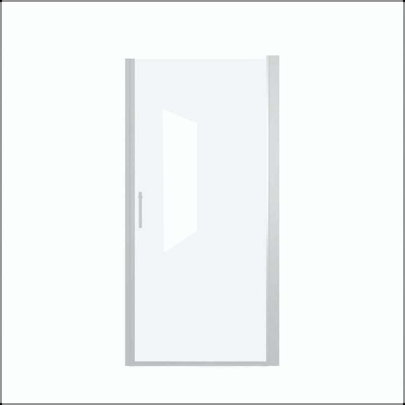 Porte de douche pivotante 36 x 72 - Chrome, demi-cadre, verre trempé de 6 mm