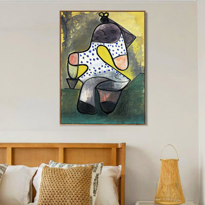 Reproduction d'art giclée sur toile encadrée, "Jeune enfant au seau" par Pablo Picasso, art mural, décorations de bureau à domicile