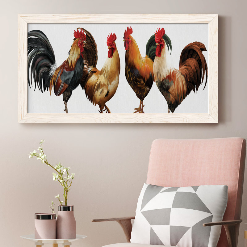 Rooster Co-Op - Peinture sur toile encadrée, Blanc