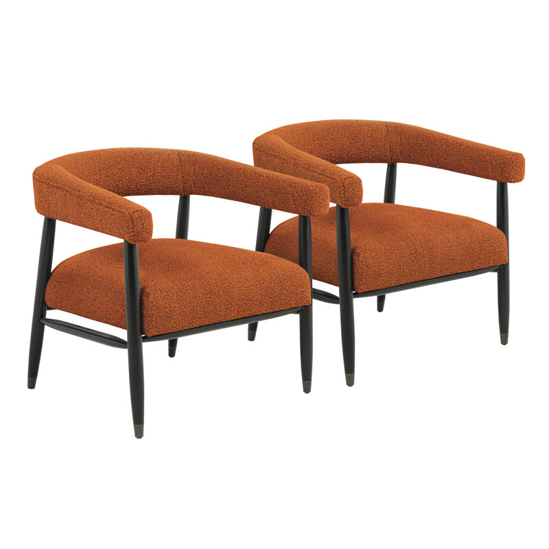 Ensemble 2 pièces de fauteuil Fedor en tissu rouille Mid-Century