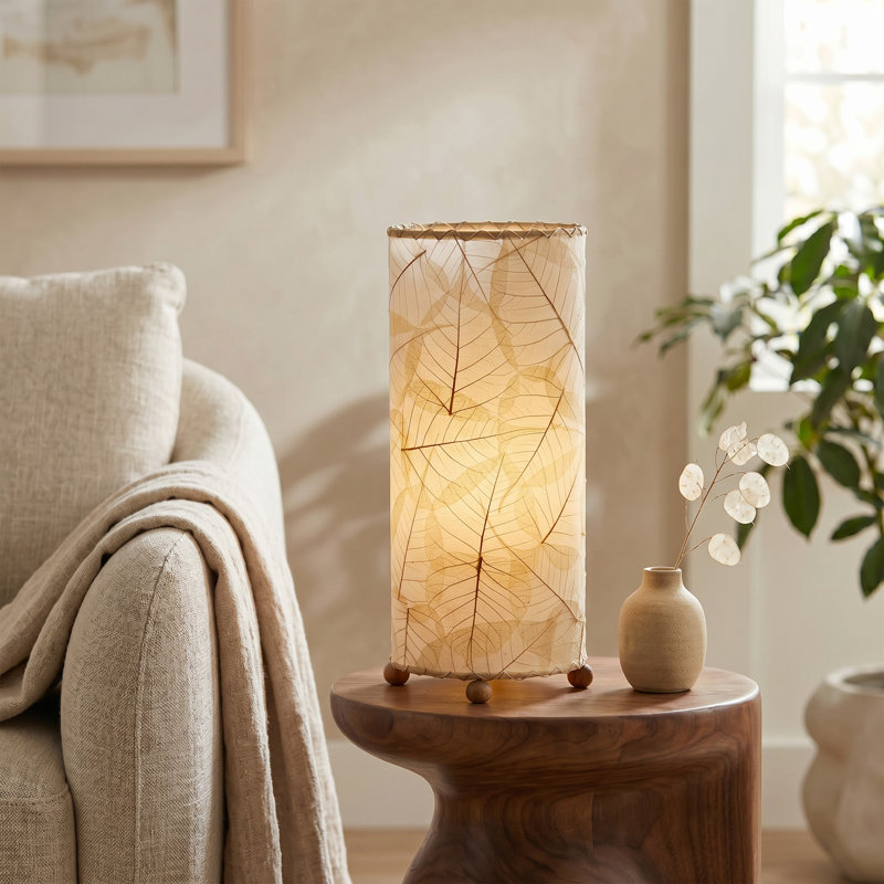 Lampe de table noire 16,5 po Quintan, Naturel