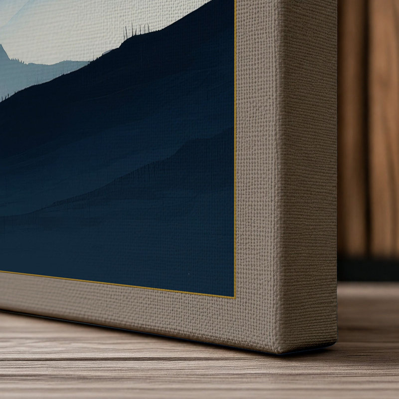 Mountains in Mist Scandinavian - Wrapped Canvas, 30x20 - 76.2 x 50.8 cm, Taupe Border