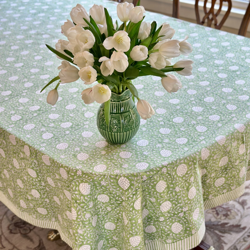 Nappe rectangulaire - Eden floral vert et blanc, P 60 po x L 90 po