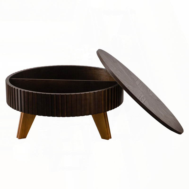 Table basse ronde ronde avec espace de rangement - brun, 31,5 po
