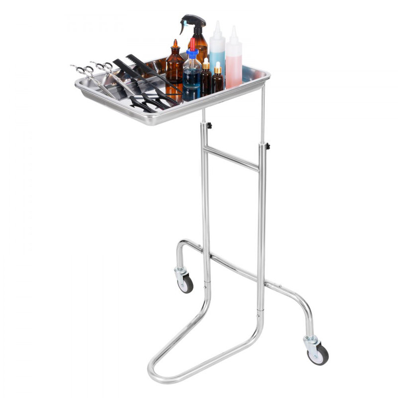 Stainless Steel Lab Cart with Single Tray & 2 Silent Wheels for Lab Clinic, Lab Serving Cart Utility Cart Stainless Steel Medical Cart, Lab Carts with 1 Drawers & Top Tray, Lab Rolling Cart for Lab, Clinic, Hospital, Salon, Office