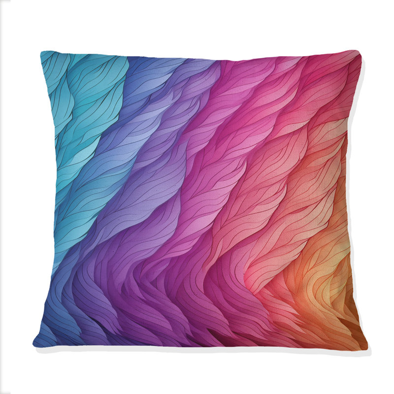 Coussin décoratif Futuristic Abstract Waves In Retro Pastel II - Abstract Shapes