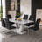 Avdain 63" Modern American Rectangular Faux Marble Top Dining Table with U-shaped Pedestal Base-2060811574