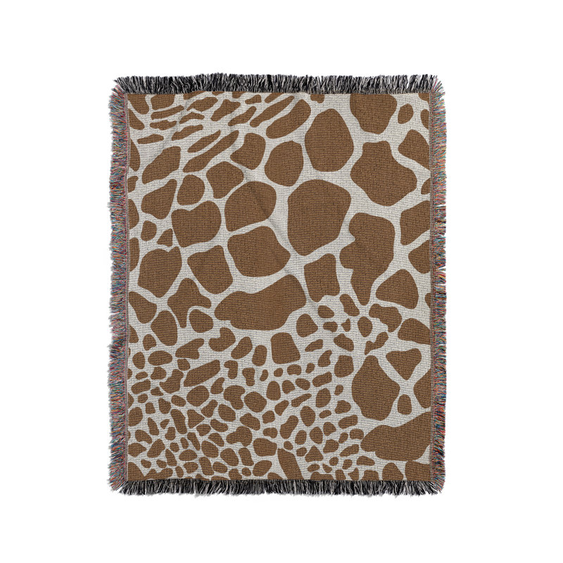 Jeté en mélange de coton à imprimé animal Zuma, L 60 po x l 50 po, Brun rouille