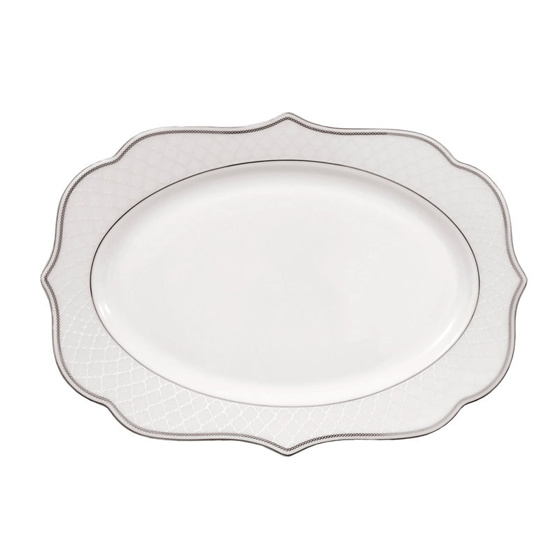 Elegant Silver Lace Porcelain Dinnerware Set, Service for 8