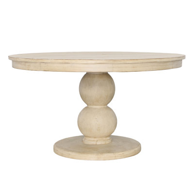 Acle 54" Round Reclaimed Pine Wood Dining Table, Light Warm Wash