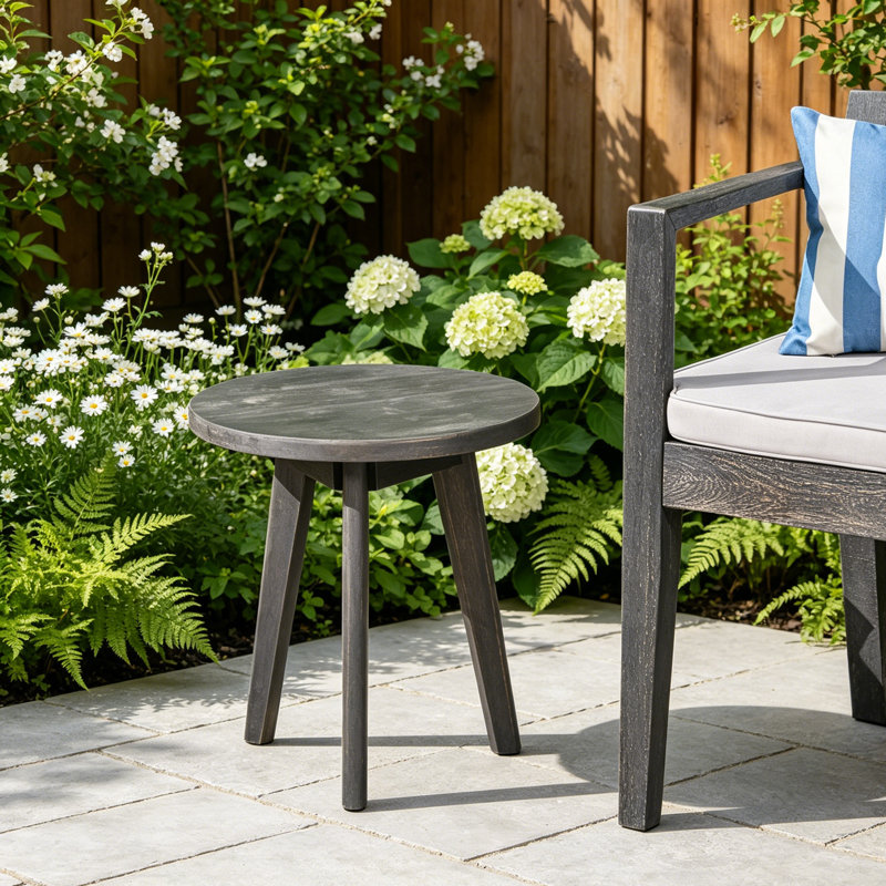 Table d'appoint d'extérieur en bois massif pour patio
