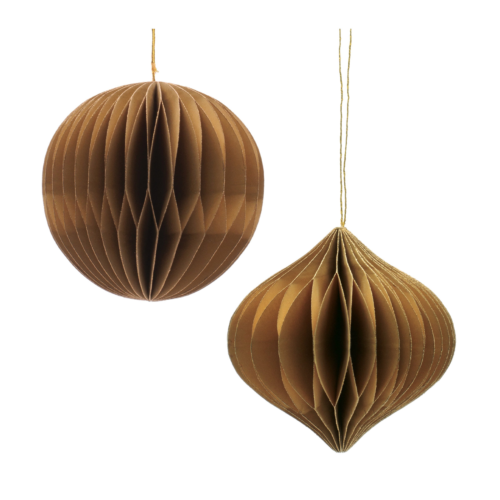 Round Paper Ornament Set of 12, Gold