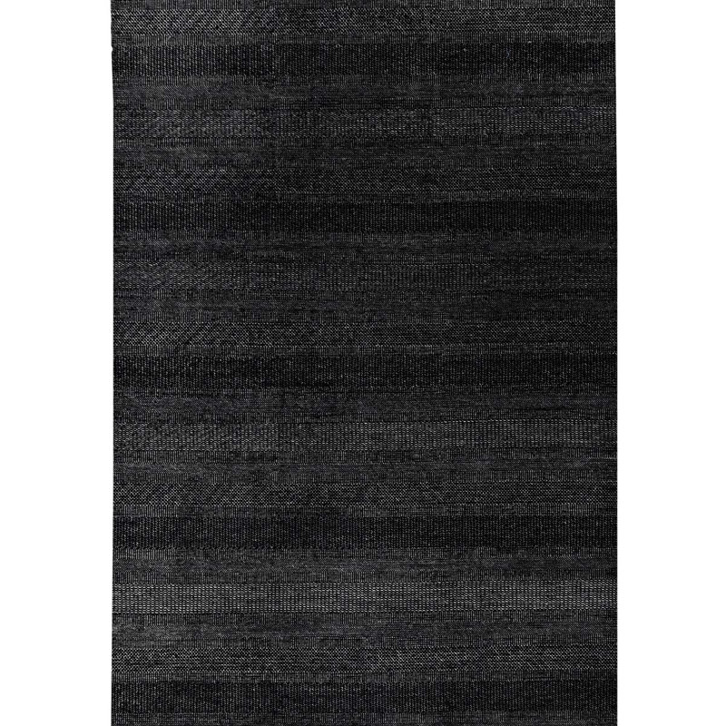 Tapis noir / gris noué à la main, Rectangle 9 pi x 12 pi