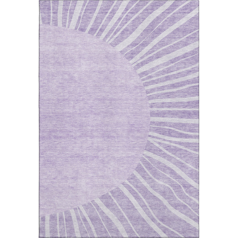 Tapis lavande Prisco lavable à la machine de qualité supérieure, Rectangle 10 pi x 14 pi