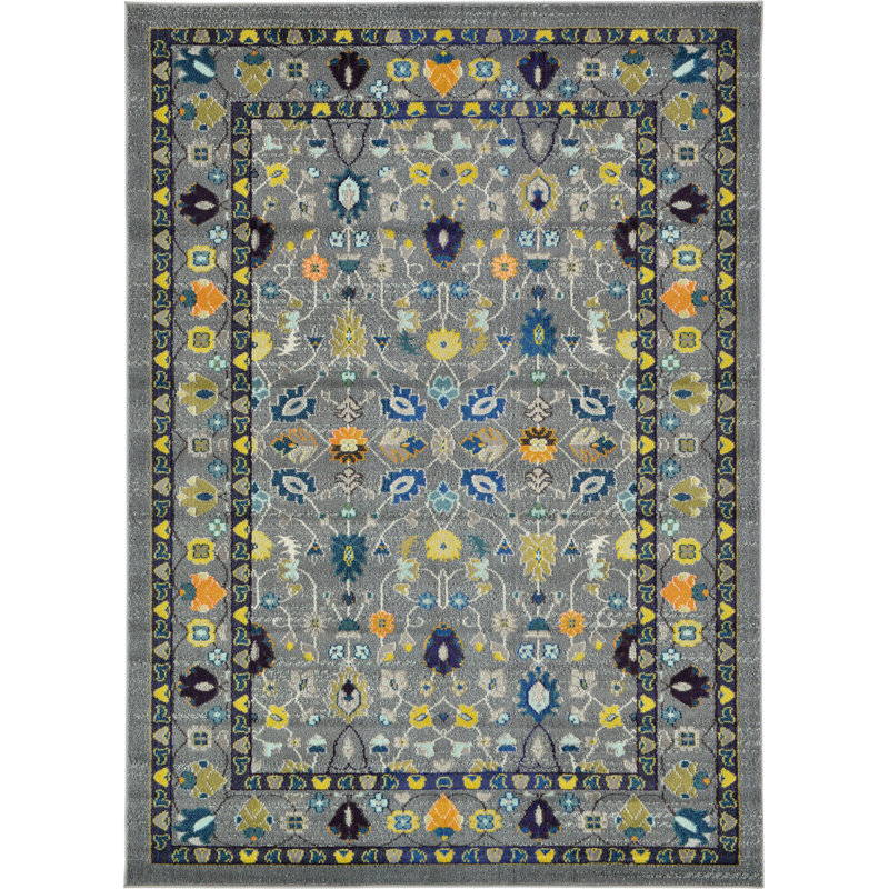 Tapis oriental gris Eddins, Rectangle 7 pi 1 po x 10 pi