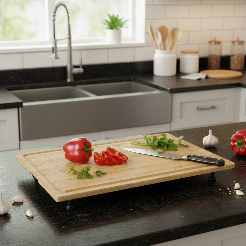 Bamboo Cutting Board, 30"x20" Extra Large Noodle Board with 4 Removable Feet, Juice Groove, Wooden Stove Top Covers for Electric Stove, Gas Burners, Counter Space